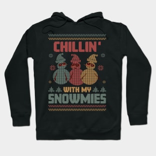 Retro Frosty Trio: Chillin' with My Snowmies Hoodie